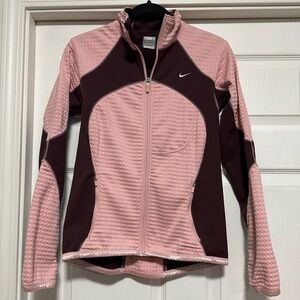 Nike Fit Therma Pink Mauve/Maroon Long Sleeve Zip Up Jacket Women's S